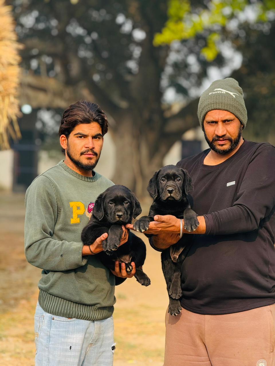 Smiling family with their new puppy in Punjab